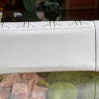 DIOR Lady Dior East West White Calfskin Leather Studded Tote Bag