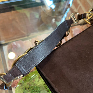 YVEST SAINT LAURENT Brown Suede Flap Vintage Shoulder Bag