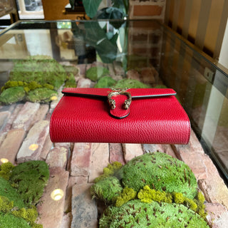 GUCCI Garden Dionysus Mini  Wallet On Chain Red Leather Crossbody Bag