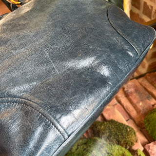 PRADA Blue Vitello Shine Open Convertible Tote