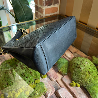 CHANEL GST Grand Shopper Black Caviar Leather Quilted Tote