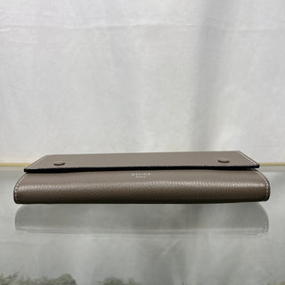 CELINE Leather Gray Neon Green Long Wallet