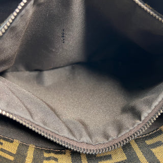 FENDI Brown Zucca Canvas Leather Shoulder Bag