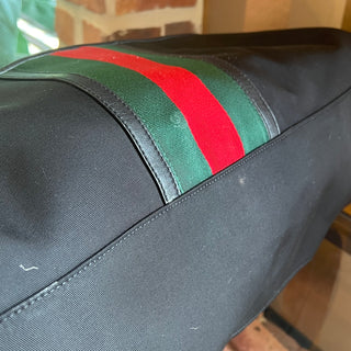 GUCCI Black Techno Web Stripe Canvas Duffel Bag