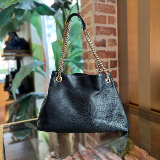 GUCCI Medium Soho Chain Black Pebbled Calfskin Leather Shoulder Bag