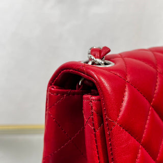 CHANEL Flap Mini Red Lambskin Quilted Shoulder Bag