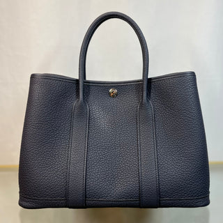 HERMES Negonda Garden Party 30 Bleu Encre Clemence Tote Bag