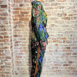 GUCCI Feline Flora Multicolor Silk Printed Blouse SZ42 Pants Set