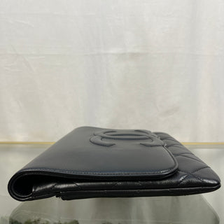 CHANEL Goatskin Quilted Timeless CC Black Clutch