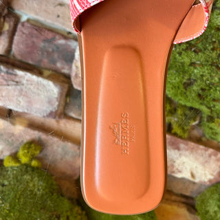 HERMES Oran Terracotta Calfskin Bandana Astrologie Sandals SZ39.5(9.5US)