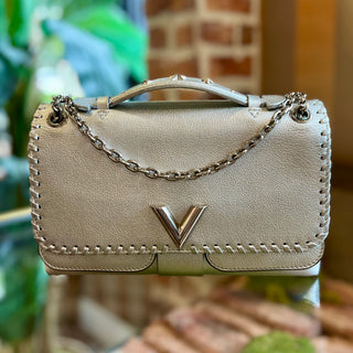 LOUIS VUITTON Very Braided Around Silver Metallic Leather Shoulder Bag