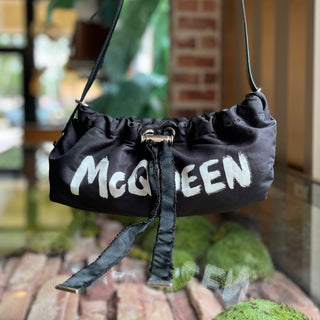 ALEXANDER MCQUEEN The Bundle Black Nylon Drawstring Tote Bag