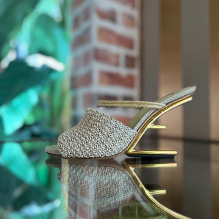 FENDI Woven Raffia Beige First Sandal Heels SZ 39 (US 9)