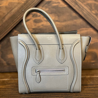 CELINE Luggage Micro Grey Drummed Calfskin Tote