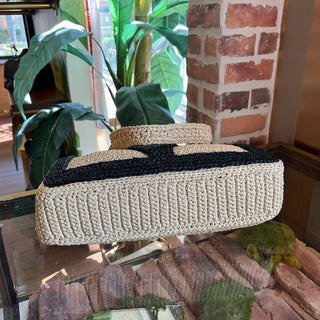 VALENTINO Superstar Beige Raffia Shopping Tote Bag
