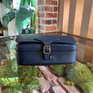 BURBERRY Bridle Square Large Navy Leather Shoulder Bag