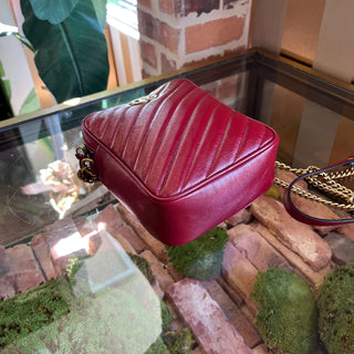 GUCCI Double Zip Marmont Red Quilted Leather Crossbody