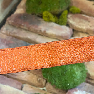 HERMES Black Box Calfskin & Orange Togo Calfskin Reversible Leather Belt Kit w/ Palladium-Plated  H Buckle SZ100