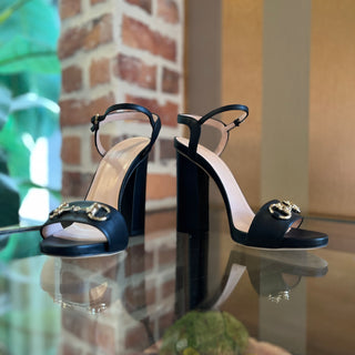 GUCCI Horsebit Black Leather Heels SZ 37 (US 7)