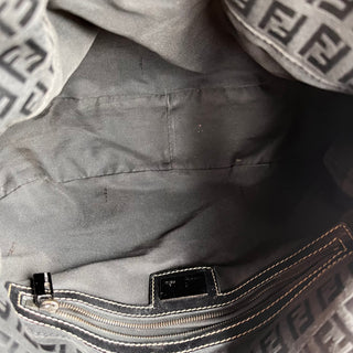 FENDI Baguette Black Zucchino Canvas Shoulder Bag