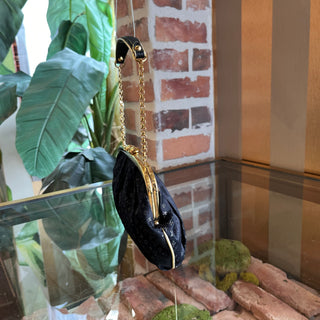 LOUIS VUITTON Aumonière Mini Lin Black Satin Evening Bag