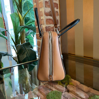 PRADA Bicolor Leather Dome Satchel Bag