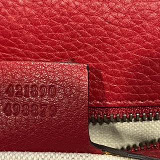 GUCCI GG Marmont Red Pebbled Leather Top Handle Bag