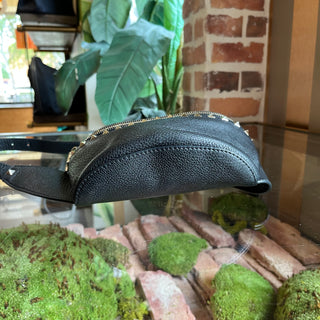 VALENTINO GARAVANI Rockstud Black Pebbled Leather Belt Bag
