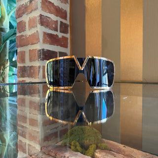 VALENTINO V-Romask Black/Gold Metal Visor Sunglasses