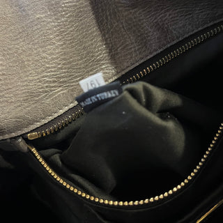 MIU MIU Mini Fold-Over Bow Gray Vitello Lux Leather Satchel Bag