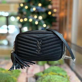 SAINT LAURENT Lou Camera Mini Black Grain de Poudre Matelassé Monogram Crossbody Bag