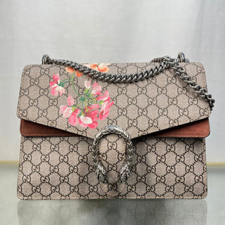 GUCCI Dionysus Medium Beige Dry Rose Blooms GG Supreme Monogram Shoulder Bag