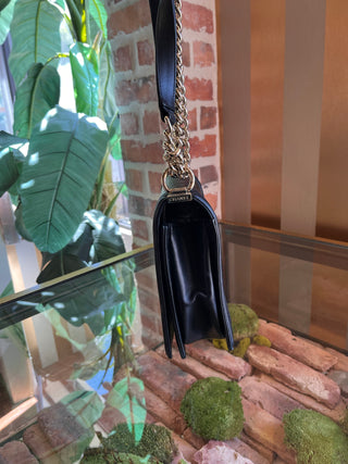 CHANEL Boy Medium Black Lambskin Shoulder Bag