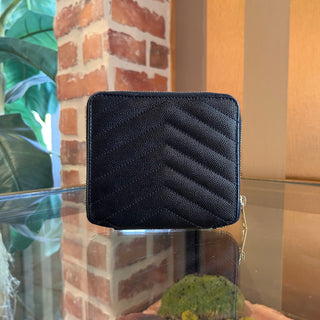 SAINT LAURENT Cassandre Matelassé Black Grain De Poudre Leather Wallet