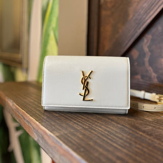 SAINT LAURENT Kate Crema Soft Grain De Poudre Belt Bag