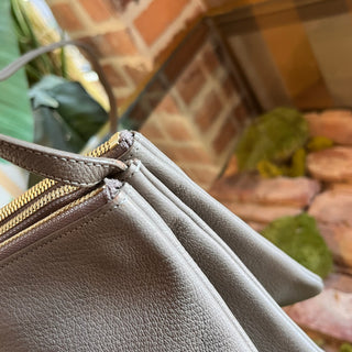 CELINE Trio Small Gray Pebbled Leather Crossbody Bag