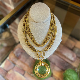 CHANEL Vintage Magnifying Glass Gold Tone Chain Necklace