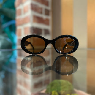 CELINE CL40194U Triomphe Black Acetate Oval Sunglasses