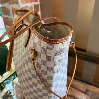 LOUIS VUITTON Neverfull MM Damier Azur Canvas Tote Bag
