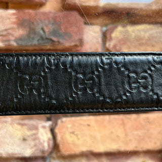GUCCI GG Debossed Guccissima Black Leather Belt SZ 95/38