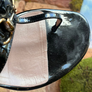 GUCCI Black Patent Leather Horsebit Sandals SZ 36 (US 6)