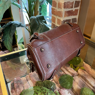 BURBERRY Brown Grained Leather Satchel Bag
