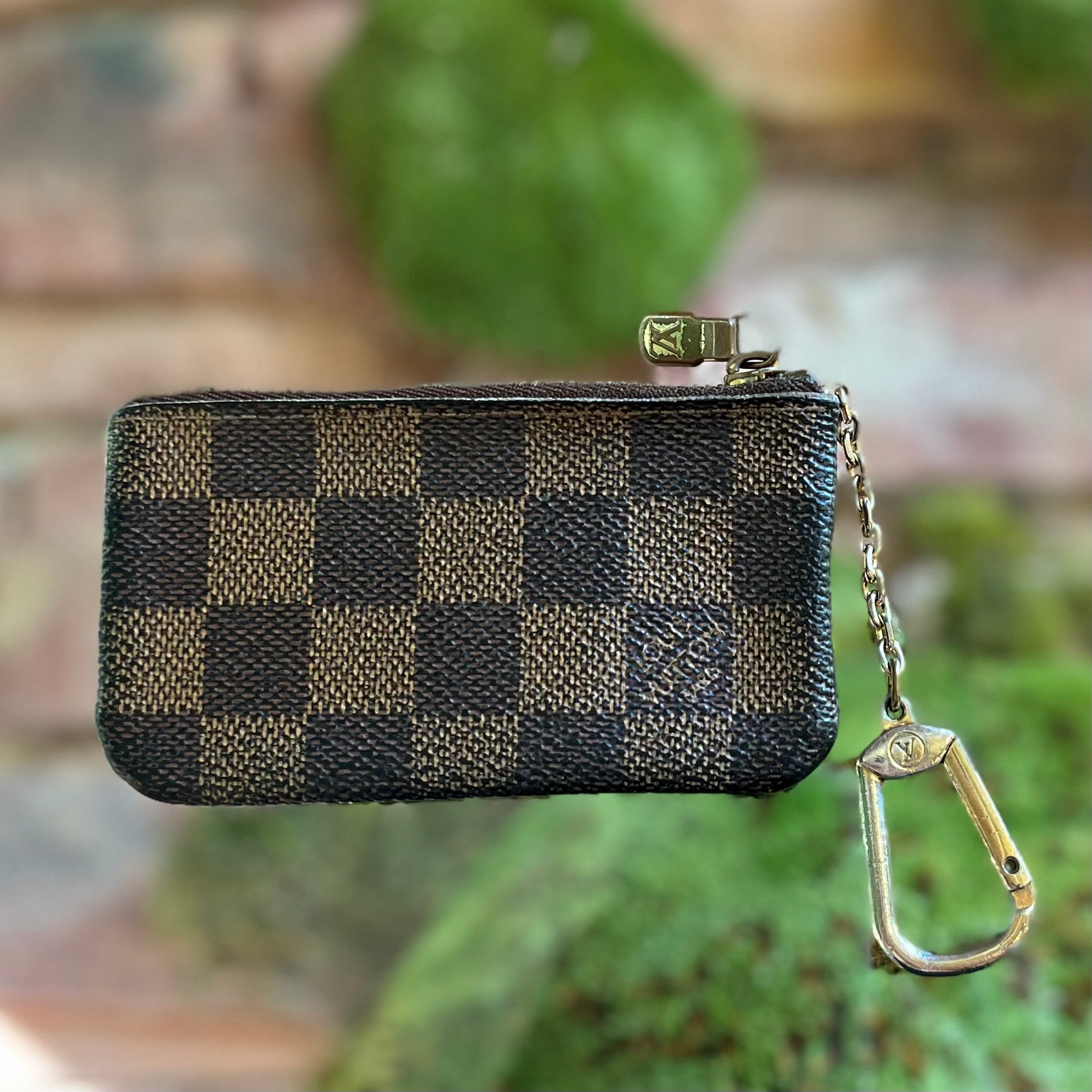 Louis Vuitton Key Pouch Damier Ebene in Coated Canvas with Gold