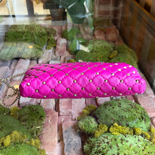 VALENTINO Magenta Rockstud Embellished Leather Clutch