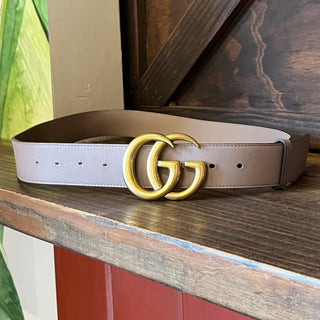 GUCCI GG Porcelain Rose Marmont Calfskin Leather Belt SZ 105/42(14US)