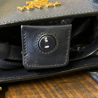 PRADA Small Convertible Open Navy Blue Saffiano Leather Tote Bag