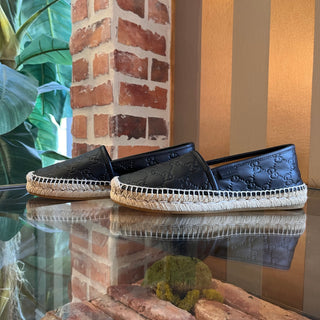 GUCCI Guccissima Black Leather Espadrilles SZ 37.5 (US 7.5)