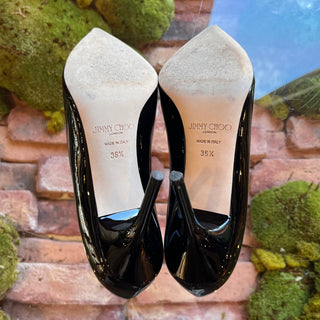 JIMMYCHOO Black Pointed Patent Leather Heels SZ 36.5 (US 6.5)