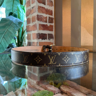 LOUIS VUITTON Brown Monogram Coated Canvas Belt 30/90