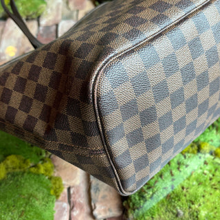LOUIS VUITTON Neverfull MM Damier Ebene Brown Canvas Tote Bag